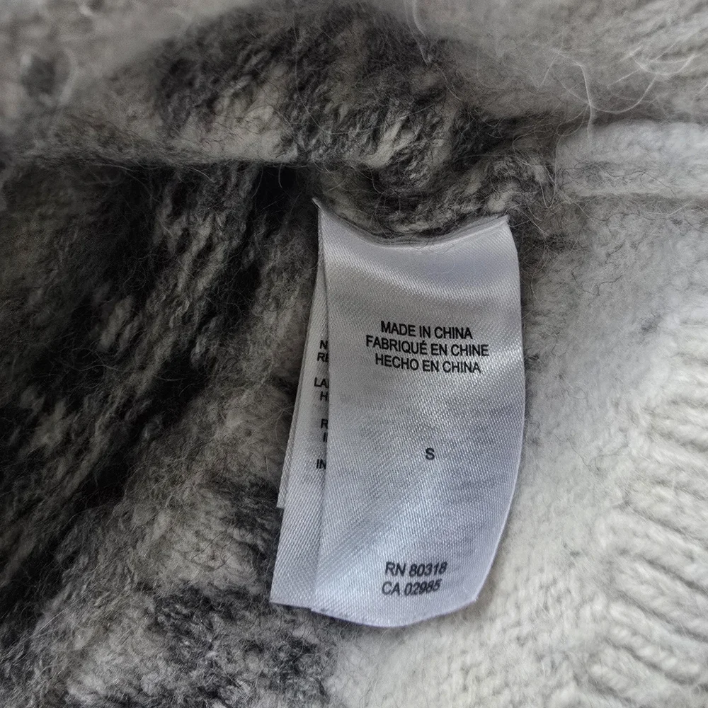 Lucky Brand Ivory and Charcoal Knit‎ Peplem Fair Isle Sweater Alpaca Wool
